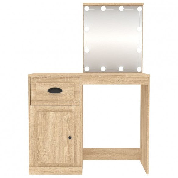 Coiffeuse avec LED chêne sonoma 90x50x132,5cm bois d'ingénierie