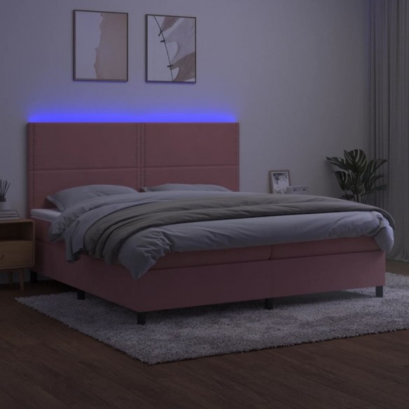 Cadre de lit matelas et LED Rose 200x200 cm Velours