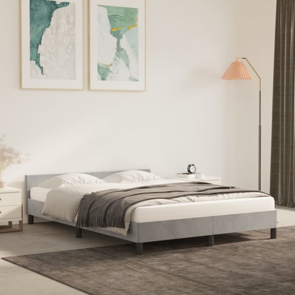 Cadre de lit avec tête de lit Gris clair 140x190 cm Velours