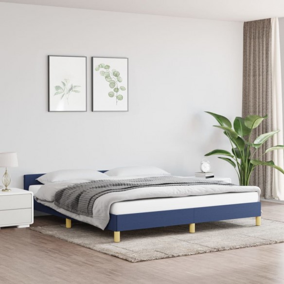 Cadre de lit avec tête de lit Bleu 160x200 cm Tissu