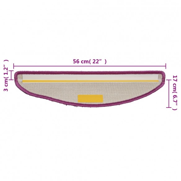 Tapis d'escalier 10 pcs 56x17x3 cm Violet