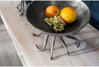 Bol de fruit 30 cm décoratif en aluminium argenté