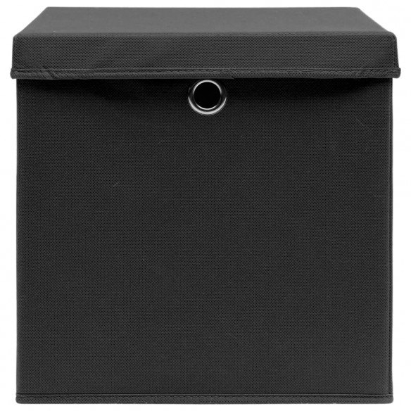 Boîtes de rangement avec couvercle 4 pcs Noir 32x32x32 cm Tissu