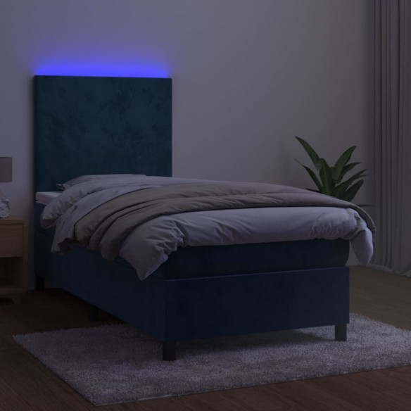 Cadre de lit avec matelas LED Bleu foncé 100x200 cm