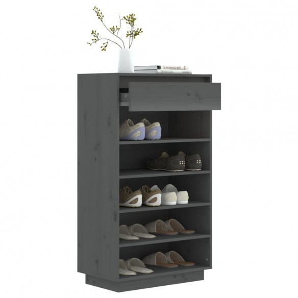 Armoire à chaussures Gris 60x34x105 cm Bois de pin massif