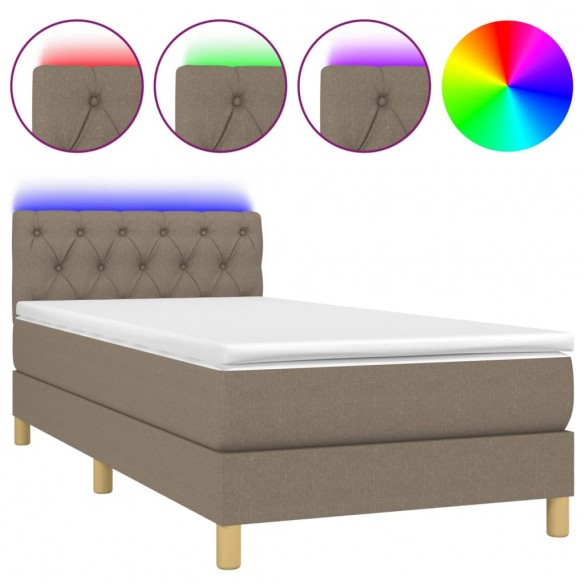 Sommier à lattes de lit avec matelas LED Taupe 80x200cm Tissu