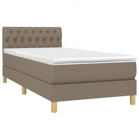 Cadre de lit avec matelas LED Taupe 80x200cm Tissu