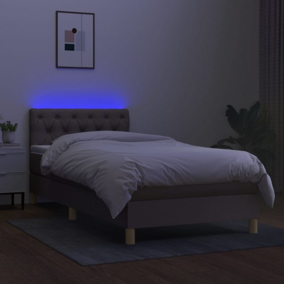 Sommier à lattes de lit avec matelas LED Taupe 80x200cm Tissu