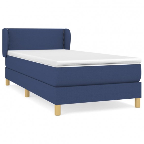 Cadre de lit avec matelas Bleu 100x200 cm Tissu