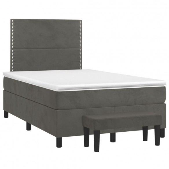 Cadre de lit et matelas Gris foncé 120x200cm Velours