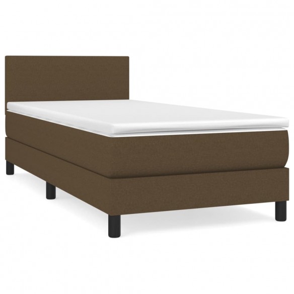 Cadre de lit avec matelas Marron foncé 90x200 cm