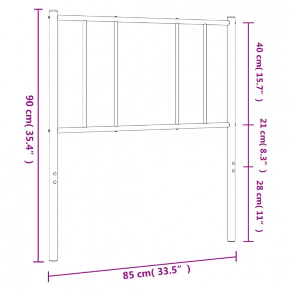 Tête de lit métal noir 80 cm