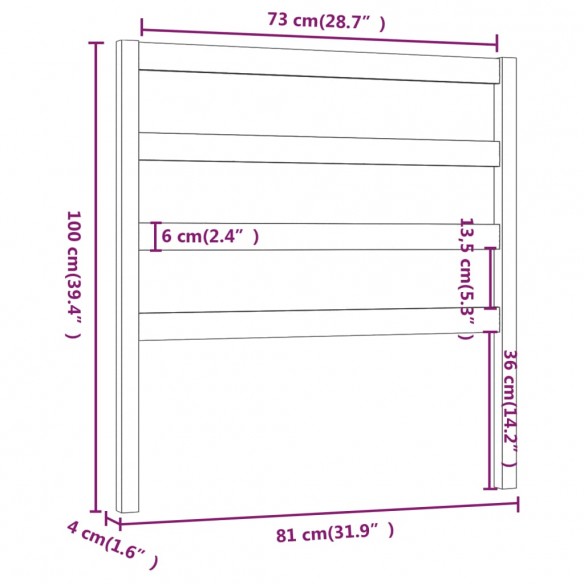 Tête de lit Marron miel 81x4x100 cm Bois massif de pin