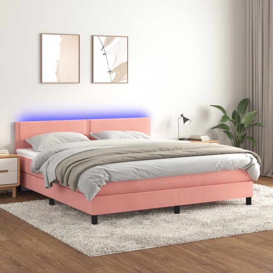 Sommier à lattes de lit avec matelas LED Rose 160x200 cm