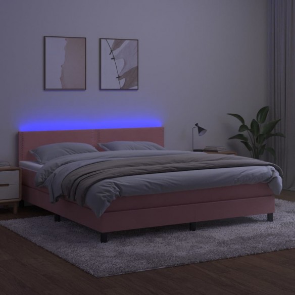 Sommier à lattes de lit avec matelas LED Rose 160x200 cm