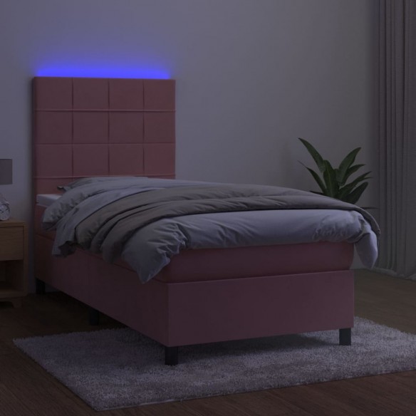 Sommier à lattes de lit matelas et LED Rose 100x200 cm Velours