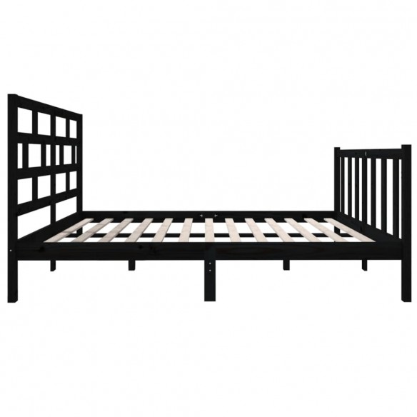 Cadre de lit Noir Bois de pin massif 120x190 cm Petit Double