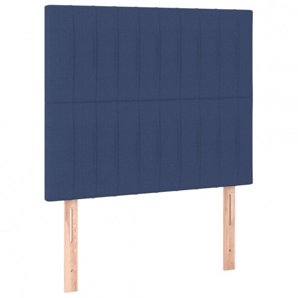 Cadre de lit et matelas et LED Bleu 120x200 cm Tissu