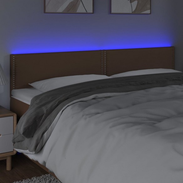 Tête de lit à LED Marron 180x5x78/88 cm Similicuir