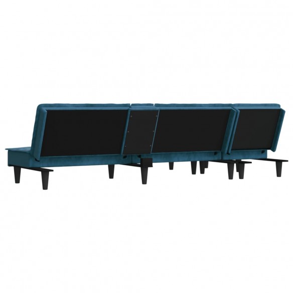 Canapé-lit en forme de L bleu 255x140x70 cm velours