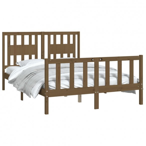 Cadre de lit avec tête de lit marron miel bois de pin massif
