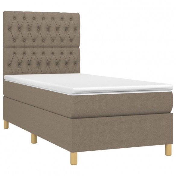 Cadre de lit et matelas et LED Taupe 90x190 cm Tissu