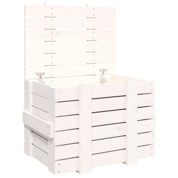 Boîte de rangement Blanc 58x40,5x42 cm Bois massif de pin