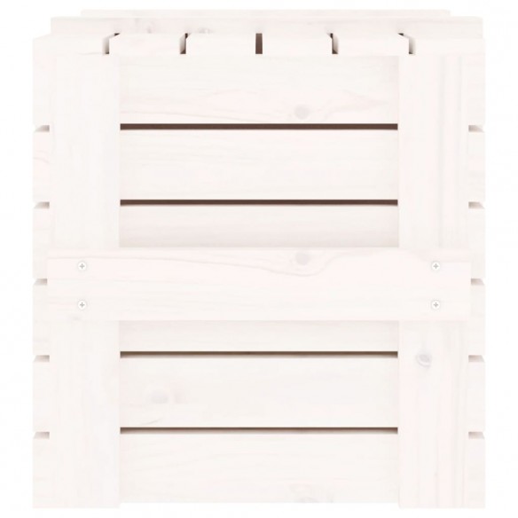 Boîte de rangement Blanc 58x40,5x42 cm Bois massif de pin