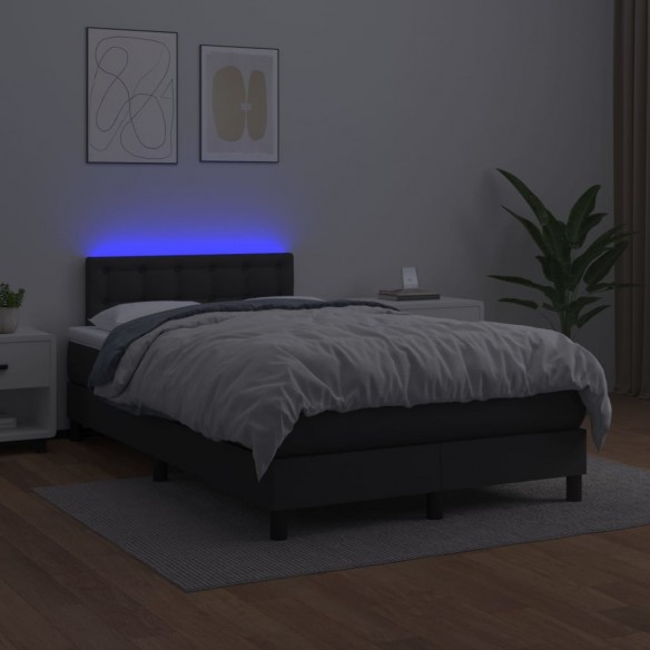 Sommier à lattes de lit avec matelas et LED Noir 120x200cm