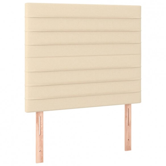 Sommier à lattes de lit et matelas et LED Crème 90x190 cm Tissu