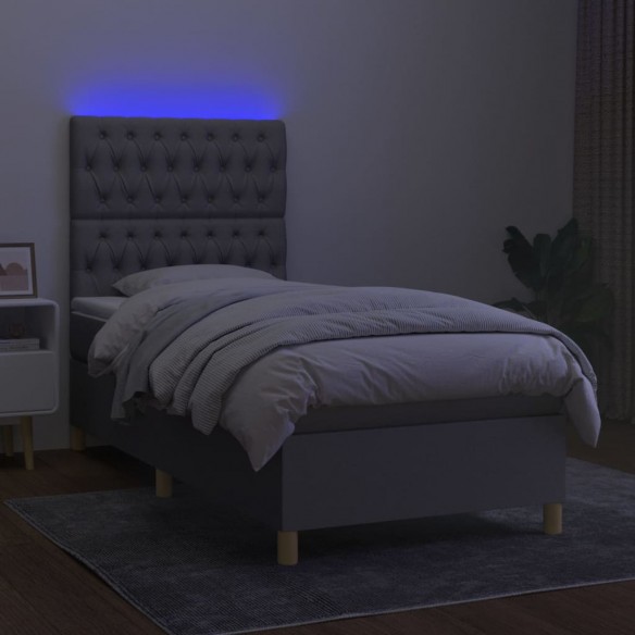 Sommier à lattes de lit et matelas et LED Gris clair 80x200cm