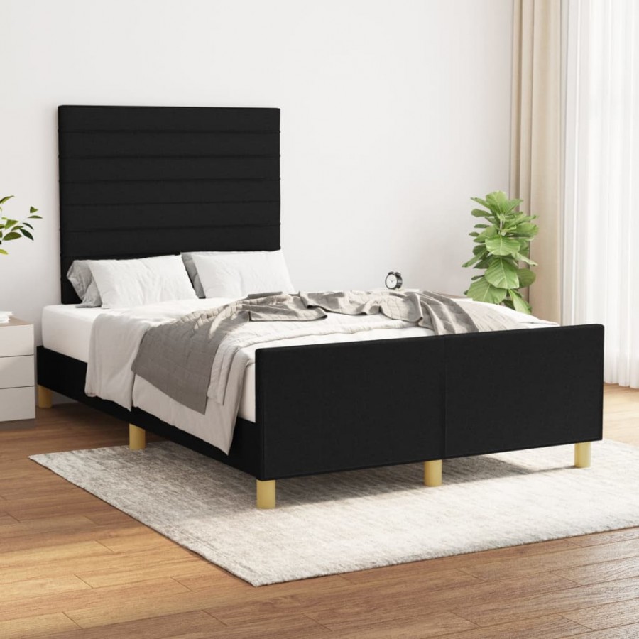 Cadre de lit avec tête de lit Noir 120x200 cm Tissu