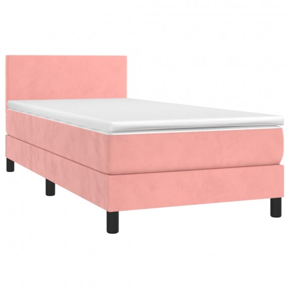 Sommier à lattes de lit avec matelas LED Rose 90x200 cm Velours