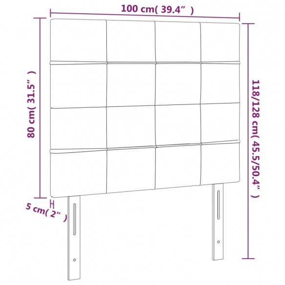 Têtes de lit 2 pcs Rose 100x5x78/88 cm Velours