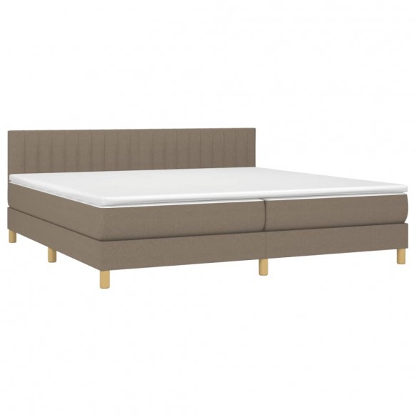 Cadre de lit et matelas et LED Taupe 200x200cm Tissu