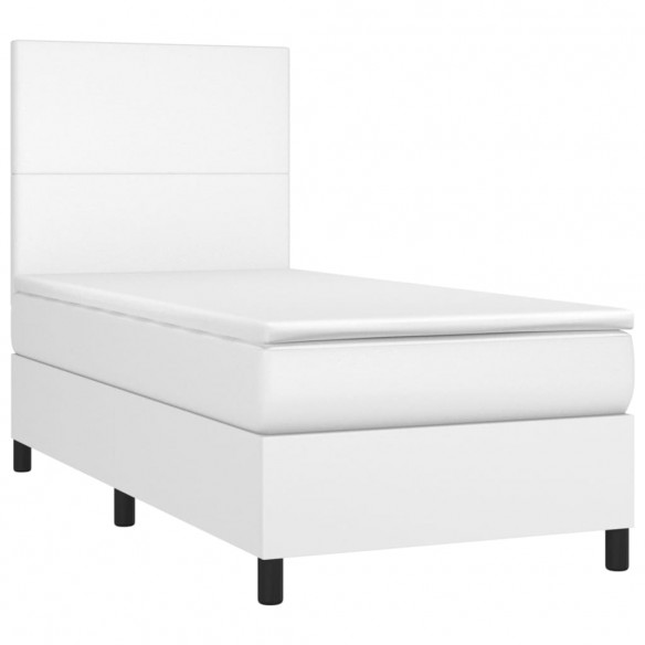 Cadre de lit avec matelas et LED Blanc 90x200 cm