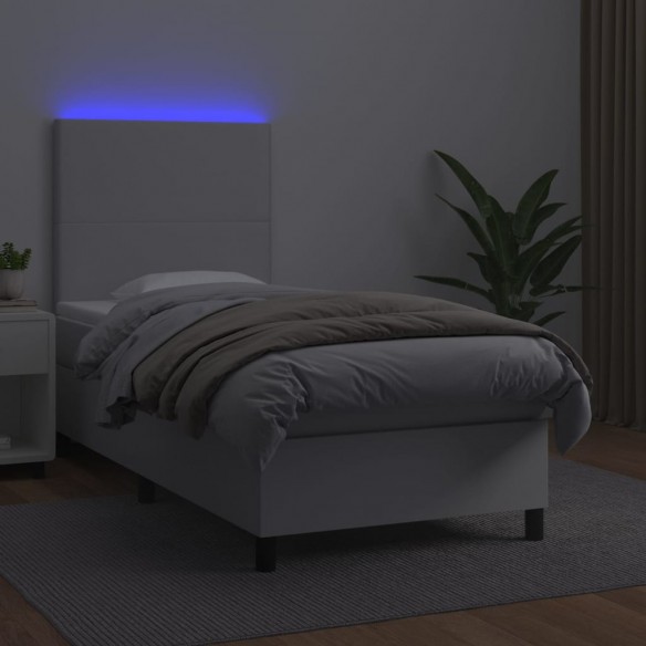 Cadre de lit avec matelas et LED Blanc 90x200 cm