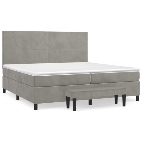 Cadre de lit et matelas Gris clair 200x200cm Velours