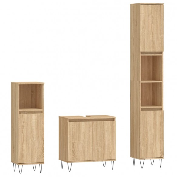 Ensemble de meubles de salle de bain 3 pcs chêne sonoma