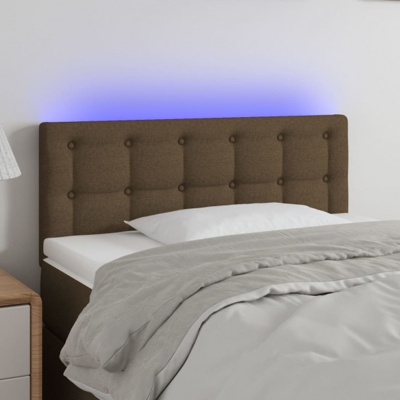 Tête de lit à LED Marron Foncé 90x5x78/88 cm Tissu
