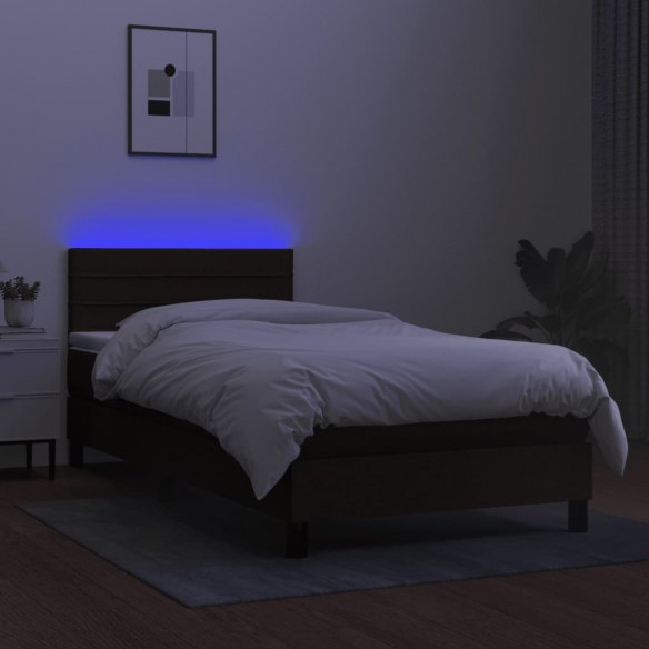 Cadre de lit avec matelas et LED Noir 80x200cm Tissu