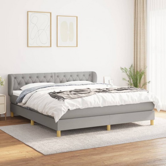 Sommier à lattes de lit avec matelas Gris clair 160x200cm Tissu