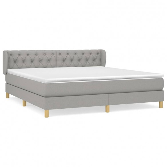 Sommier à lattes de lit avec matelas Gris clair 160x200cm Tissu