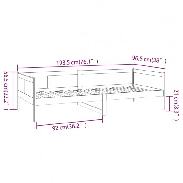 Lit de jour Blanc Bois massif de pin 90x190 cm