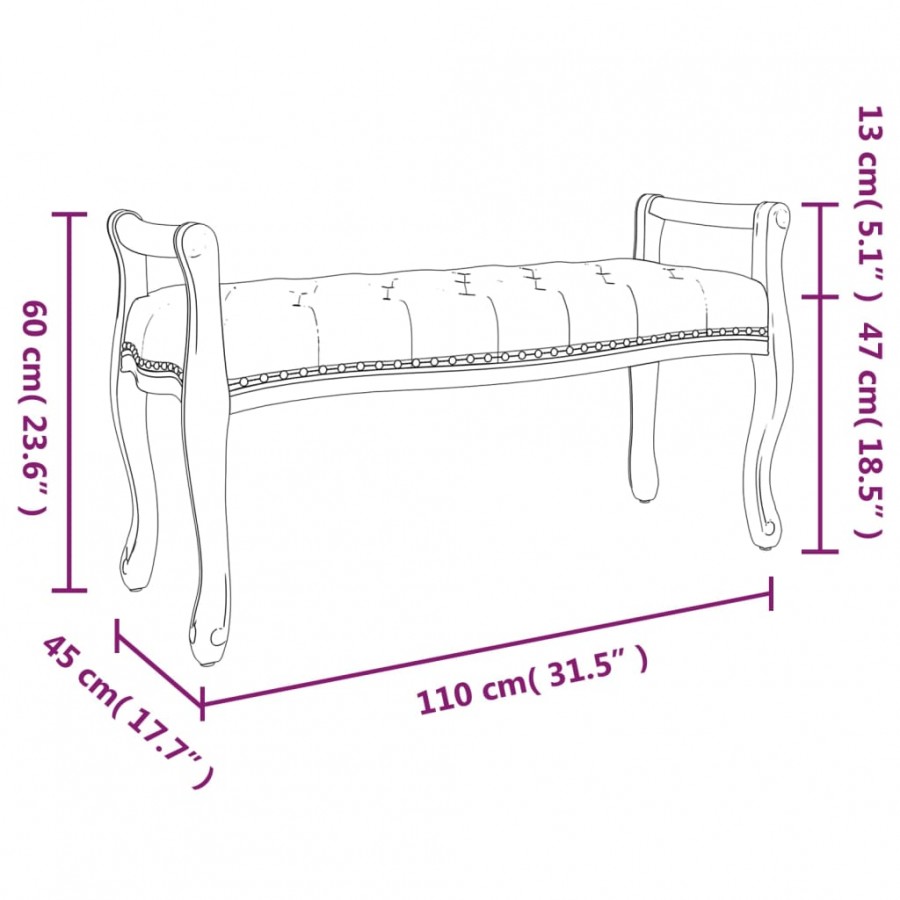 Banc Gris foncé 110x45x60 cm Tissu Banc Gris foncé 110x45x60 cm Tissu