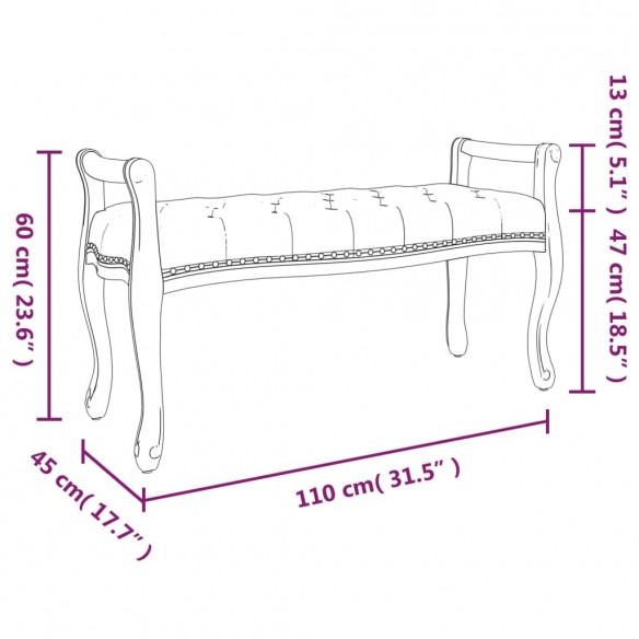 Banc Gris foncé 110x45x60 cm Tissu