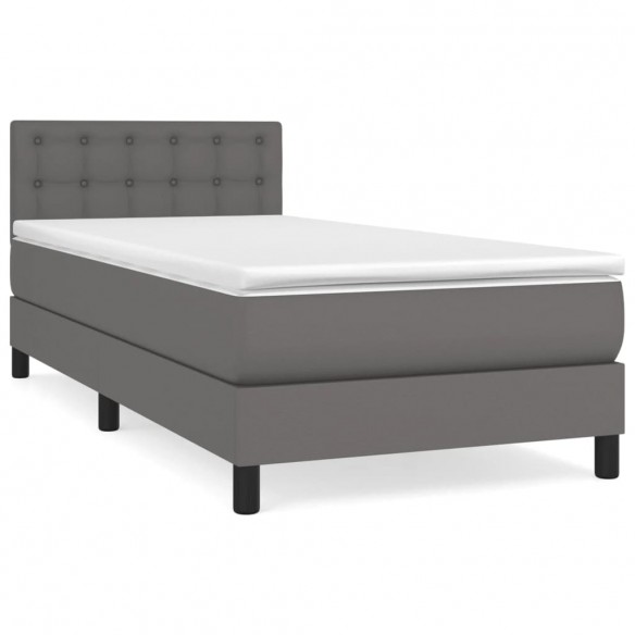 Cadre de lit avec matelas Gris 80x200 cm Similicuir