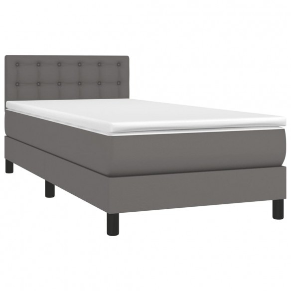 Cadre de lit avec matelas Gris 80x200 cm Similicuir