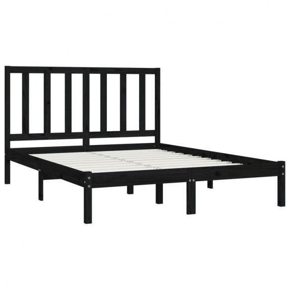 Cadre de lit Noir Bois de pin massif 135x190 cm Double