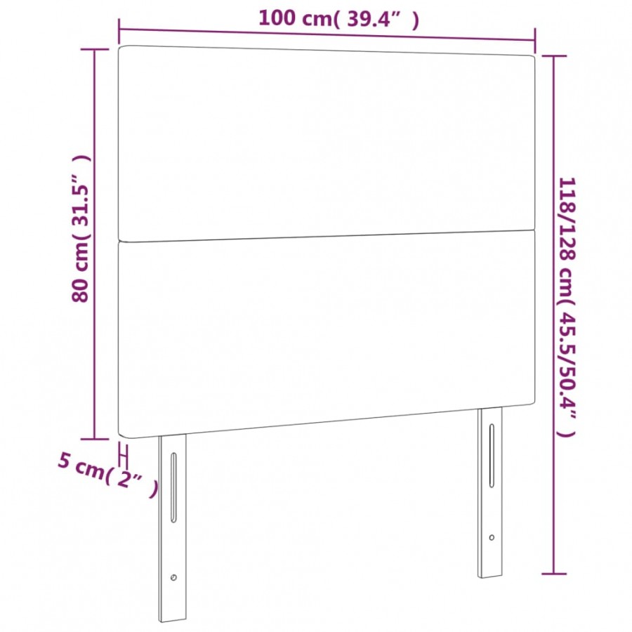Têtes de lit 2 pcs Gris foncé 100x5x78/88 cm Velours